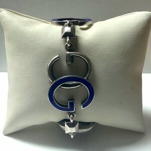 Silver-tone Bracelet with Blue Enamel G Logo Links